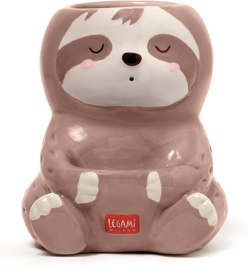 Legami Desk Friends Sloth Ceramic Pen Holder 9.2 x 10.4 cm Hand Painted