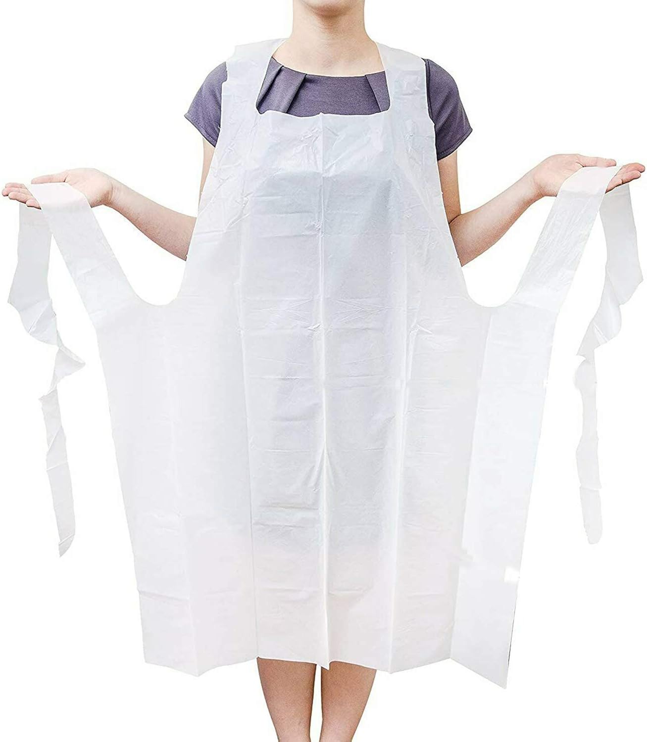 Amazing PE Aprons. 100 Liquid-Proof Polyethylene Aprons (Blue, White) 1 mil.