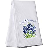 PWHAOO Texas State Tea Towel Texas Bluebonnets Kitchen Decor Bluebonnet Flower Gift Flower Lover Gift (T-exas B-luebonnets Towel)