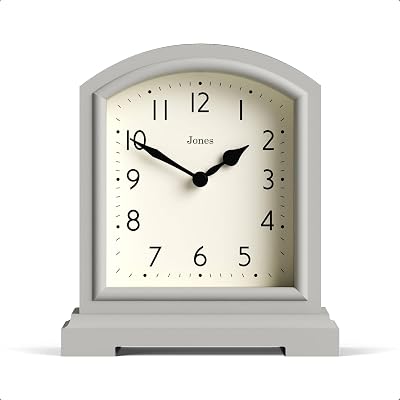 Jones Clocks Tavern Mantel Clock Small Modern Arch Grey Quartz