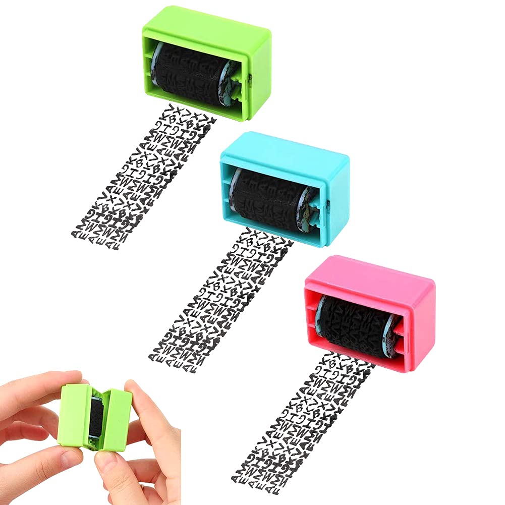 Identity Theft Stamp Identity Guard Roller Stamp Wide Rolling Security Stamp, Confidential Stamp,Secure Confidential ID Blackout Security, Anti Theft and Privacy Safety (Small) 3PCS