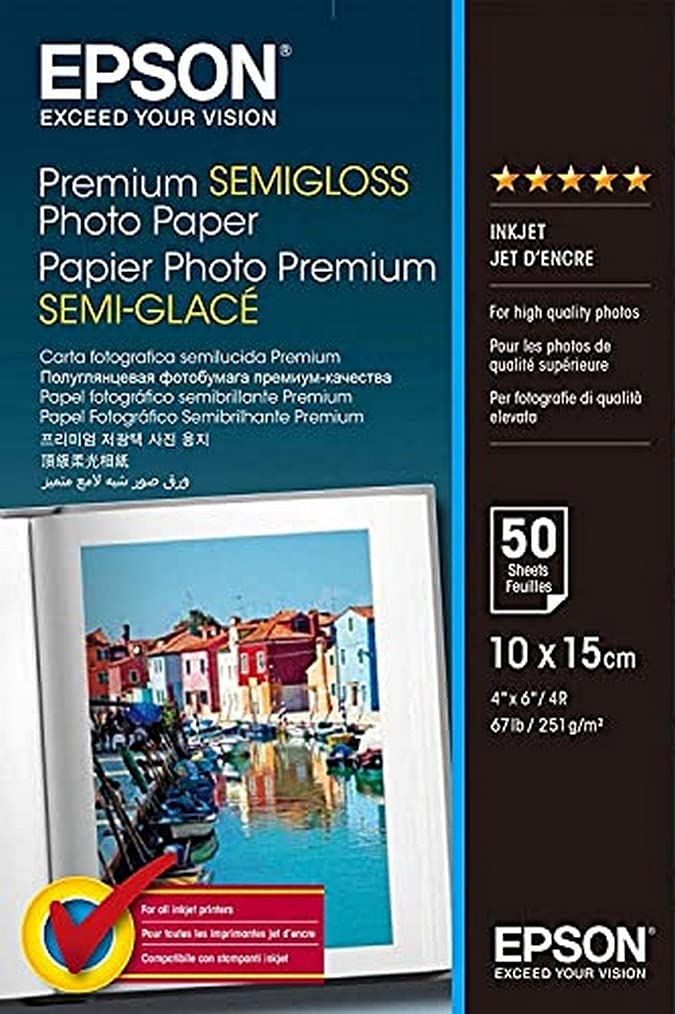 Epson Premium Semigloss Photo Paper - Semi-gloss photo paper - 100 x 150 mm - 251 g/m2 - 50 Sheets