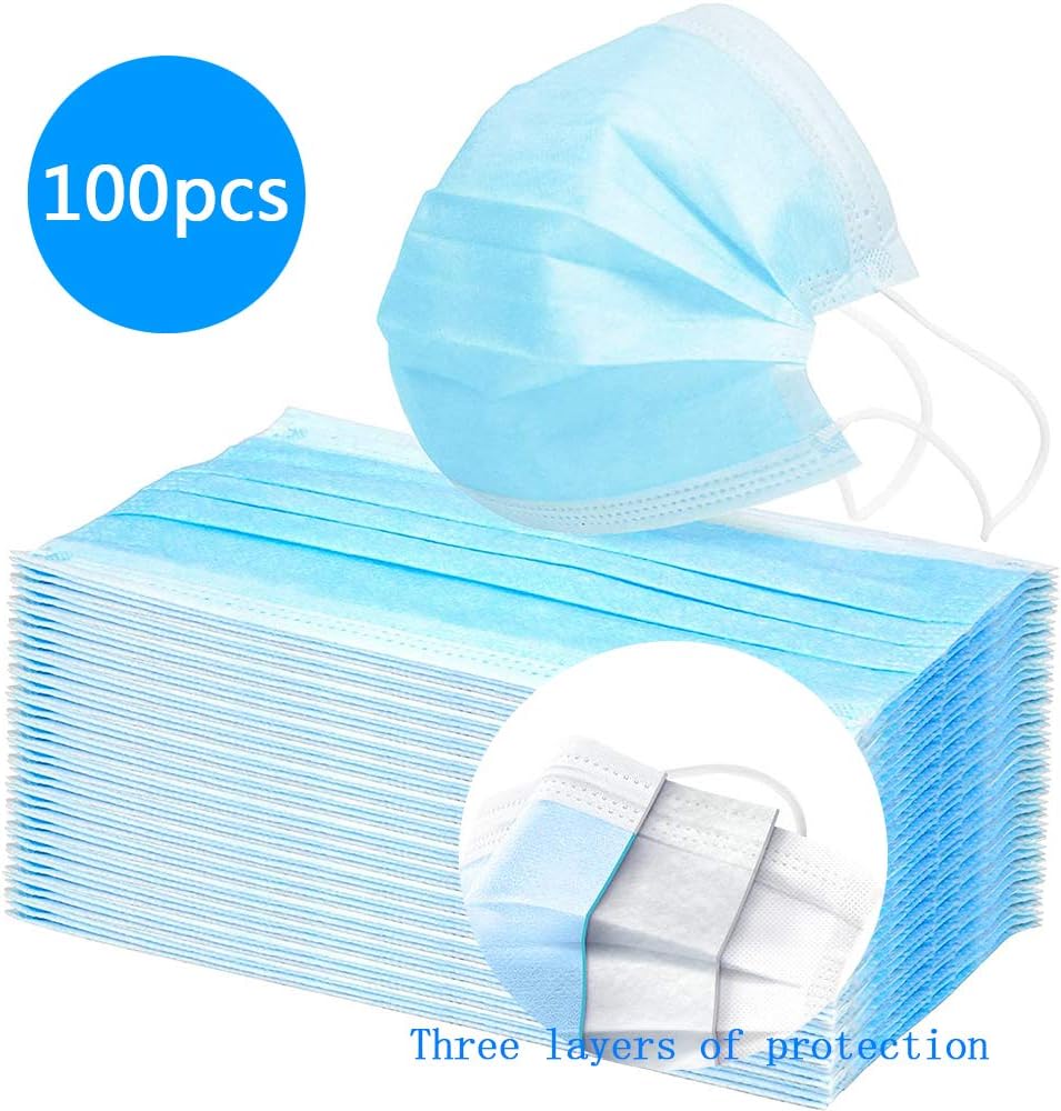 100Pcs Disposable 3-Layer Masks, Comfortable Civilian Protective Masks Anti Saliva Isolation, Anti Cough Cross Infection Block Dust Facial Cover