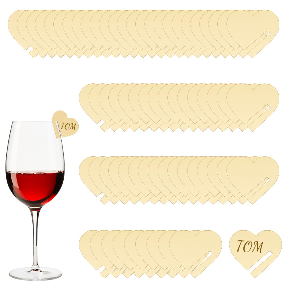 HOBBIESAY 90Pcs Acrylic Heart Drink Tags 42mm Clear Wine Glass Heart Blank Party Drink Tag Love Drinking Tags Acrylic Drink Label for Wedding Party Wine Glass Decoration