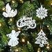 BANBERRY DESIGNS White Christmas Decorations – Set of 39 Sparkling Glittery Christmas Tree Ornaments - Trees, Doves, Angels, Snowflakes, Merry Christmas – Shatterproof Ornaments