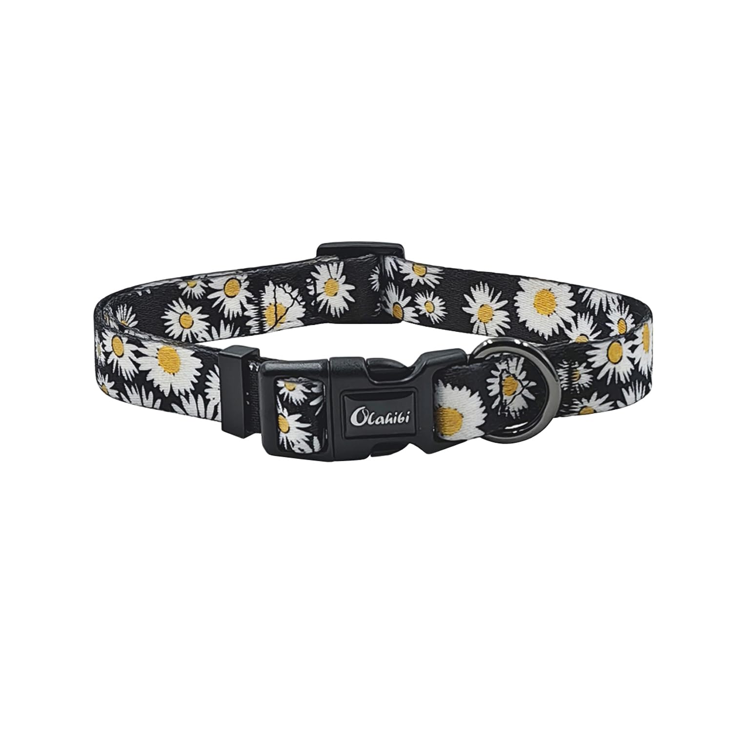 Olahibi Basic Dog Collar, Soft and Durable Polyester Material, Adjustable Length, for Puppy Dogs.(XS, Black Daisy) — image 1