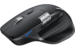 TECKNET Wireless Mouse, Bluetooth Mouse (BT5.3/5.0 & 2.4G) Rechargeable Ergonomic Optical Mouse with 6 Adjustable DPI, Side S
