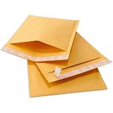 SupplyAir 7.25x9.75 DVD Kraft Bubble Mailers, #DVD Padded Envelopes, Self-Seal Closure, 100 Pack