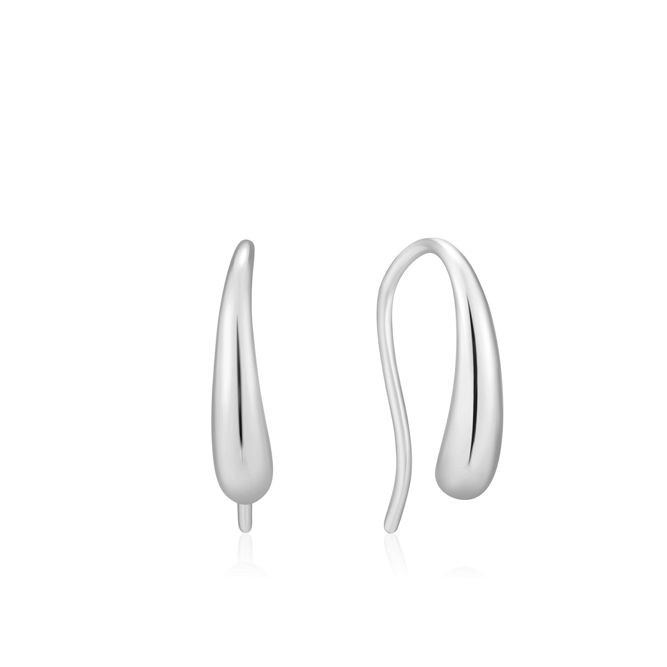 925 Sterling Silver Elegant Luxury Teardrop Hook Curved Earrings for Women, Rhodium Plated