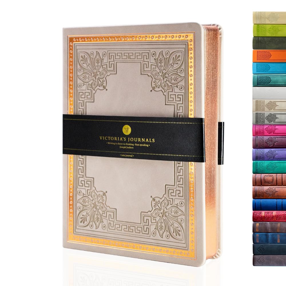 VICTORIA'S JOURNALS Leatherette Vintage Journal Hard Cover Lined Notebook Old Looking Travel Diary, A5 Size 5.7'' x 8.1'' (ONB0044) — image 1