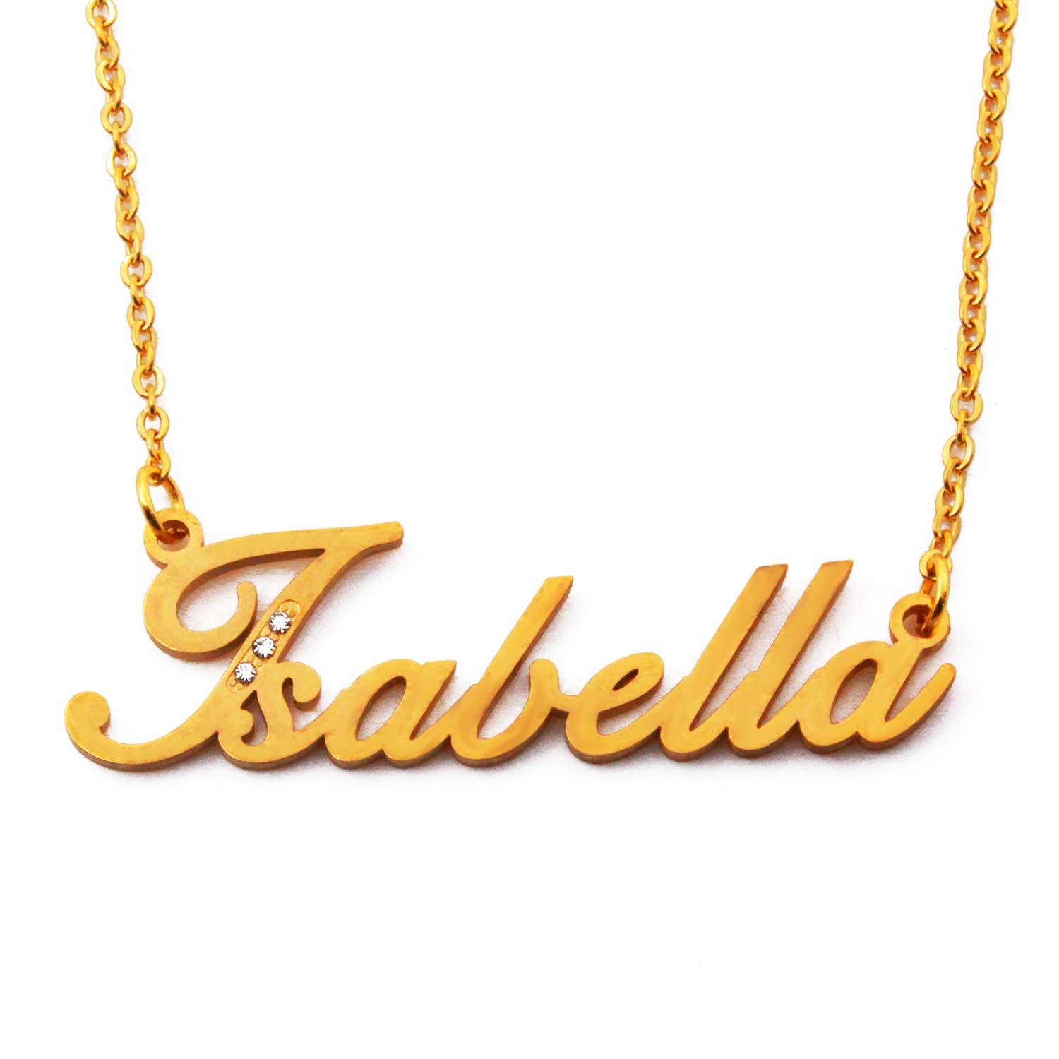 Kigu Isabella Personalised Name Necklace - Gold Tone - Incl Gift Packaging