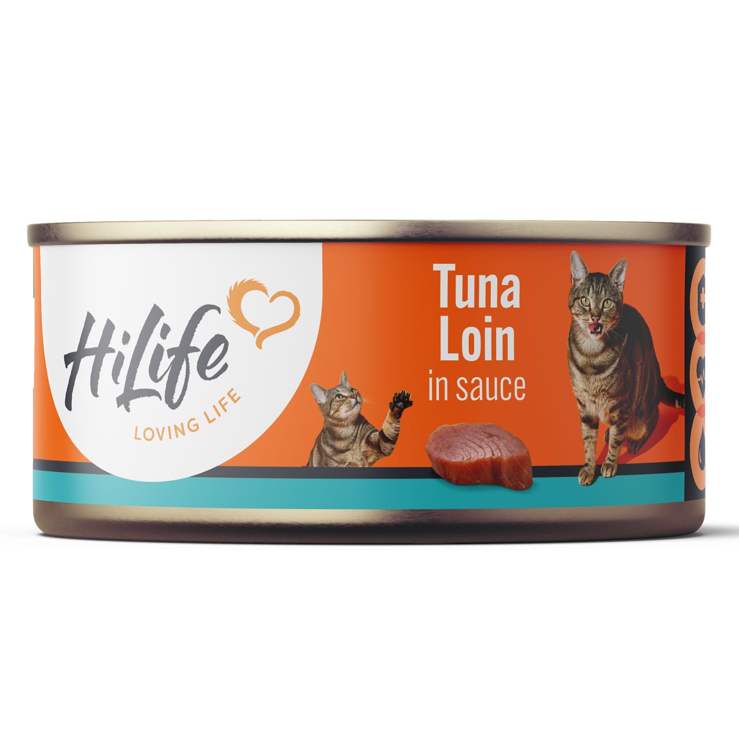 HiLife Adult Wet Cat Food Tins, Tuna Loin in Sauce, Complete Tinned Cat Food, 100% Natural & Grain Free (12 x 70g Cans)
