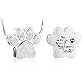 Hearbeingt Pet Cremation Jewelry for Ashes Urn Necklace Paw Print Pet Keepsake Jewelry for Dog's/Cat's Ashes Pendant Memorial Gifts