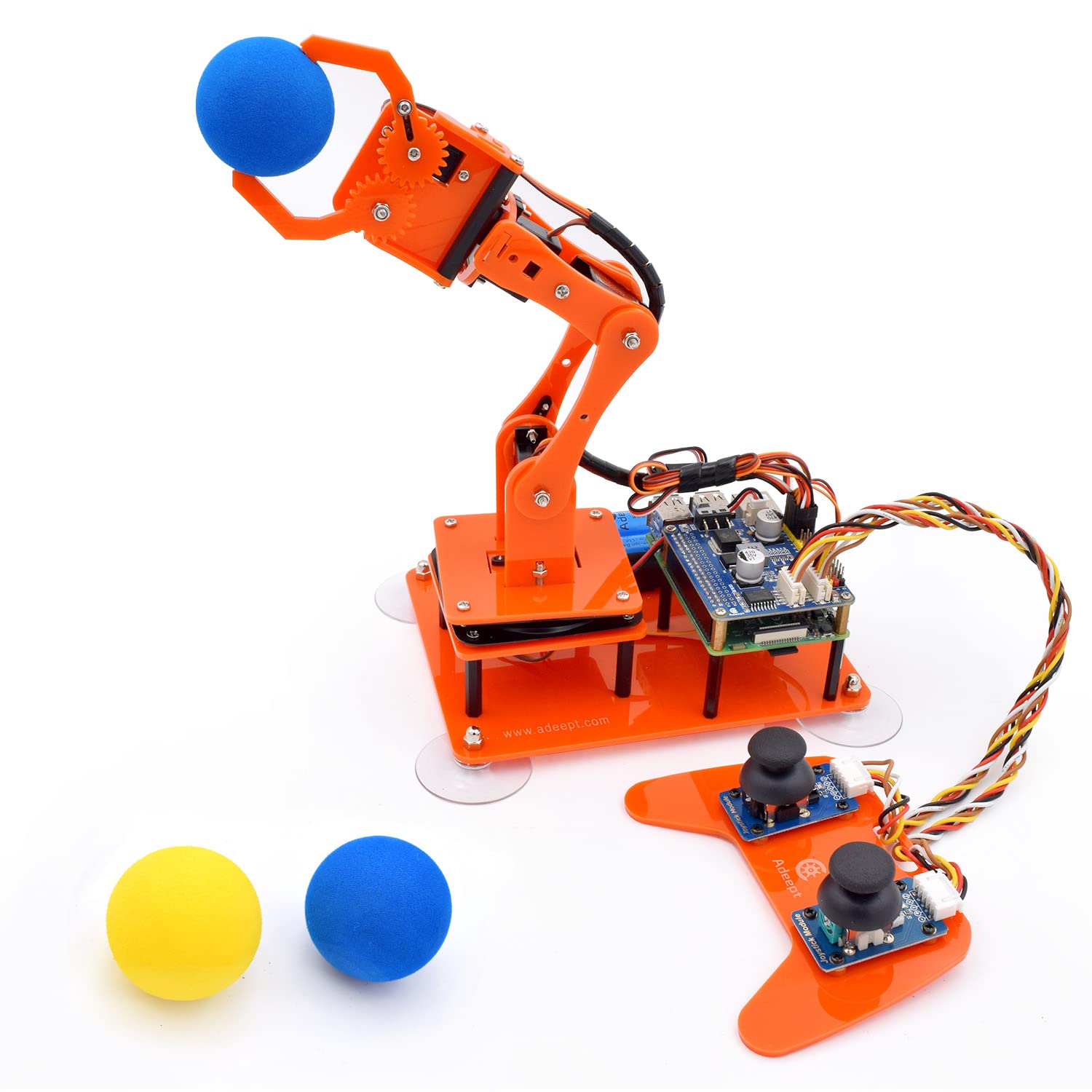 Adeept 5-DOF Robotic Arm Kit Compatible with Raspberry Pi 4 B 3 B+ B A+, Programmable DIY Coding STEM Educational 5 Axis Robot Arm with Python Code and Tutorials(PDF) - Orange