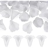 Pandahall 20pcs White Frosted Acrylic Flower Bead Caps Acrylic Flower Spacer Beads Floral End Caps 20x20mm for Christmas Bracelet Earring Jewelry Making