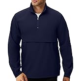 EDITCOZY Men's Lightweight Quarter Zip Pullover Casual Windbreaker for Running Golf Jackets with 3 Pockets Navy Blue Medium