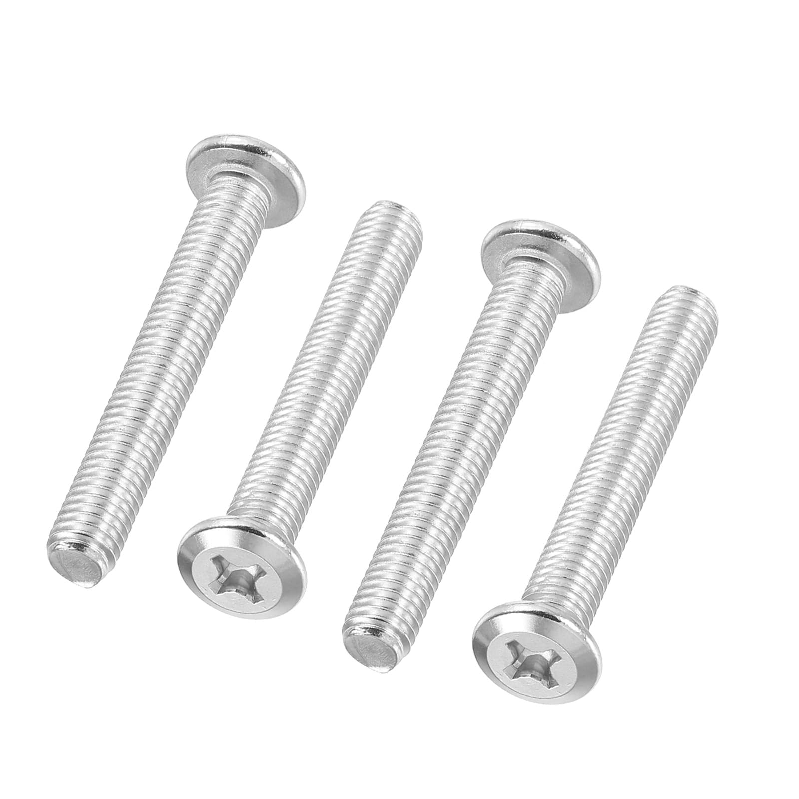 PATIKIL Flat Round Head Phillips Screws, 4 Pack M8-1.25 x 55mm Binding Screws 304 Stainless Steel 18-8 Full Thread, Phillips Drive Machine Screw Furniture Screw Connector Bolts