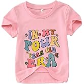 MODNTOGA Toddler Birthday Girl Shirt in My 1-7 Year Old Era Graphic T-Shirt Kid Girls B-Day Party Tee Short Sleeve Summer Top
