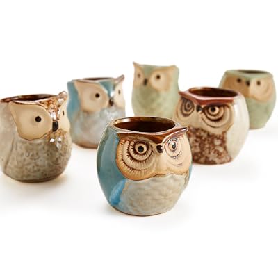 2.5 inch Owl Ceramic Flowing Glaze Pots Set 2.5 inch Owl Ceramic Flowing Glaze Pots Set