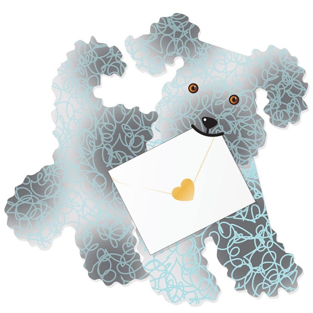 Special Delivery Dog Shape Stand up fold Out Card - Teddy #118 Silver and Grey