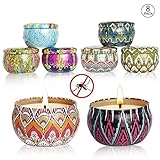 XYUT Citronella Scented Candles Set 8 Natural Soy Wax Travel Tin 2.5oz, Outdoor and Indoor