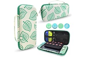 DLseego Animal Crossing Switch/Switch OLED Carrying Case Protective Hard Shell 10 Game Card Slots Slim Travel Storage Bag Swi