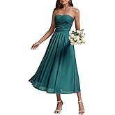 DRESSTELLS Women's Cocktail Dress, Strapless Tube Top Long Maxi Summer Formal Mesh Dresses 2025