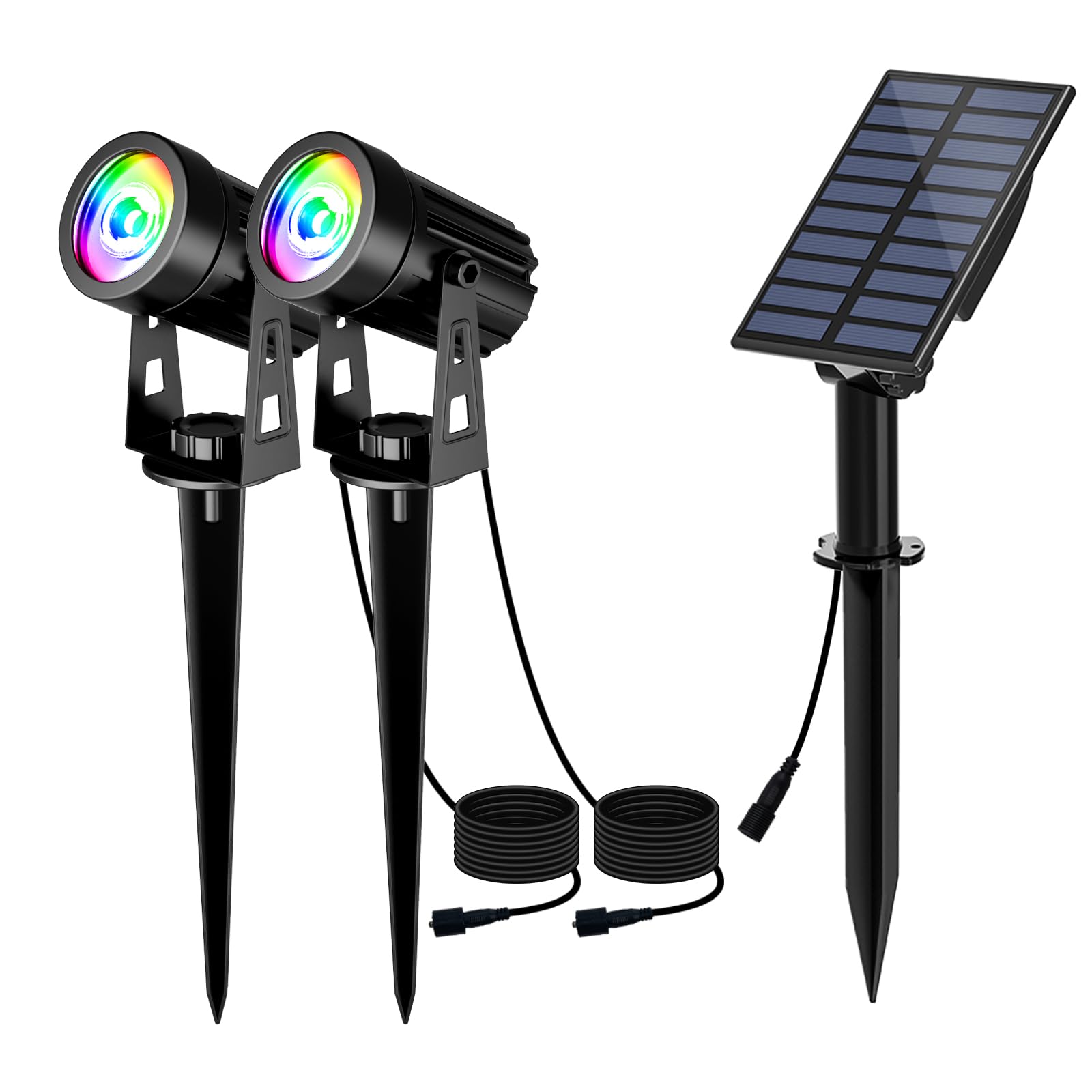 T-SUN 2-in-1 Solar Landscape Lights - Colour Changing, Dusk-to-Dawn IP65 Waterproof Garden Spot Lights with 2 Lighting Modes for Lawn, Patio, Yard — image 1