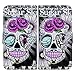 Bcov Case for iPhone 6S Plus/iPhone 6 Plus, Purple Flowers Skull Leather Flip Phone Case Wallet Cover with Card Slot Holder Kickstand for iPhone 6+/iPhone 6s+