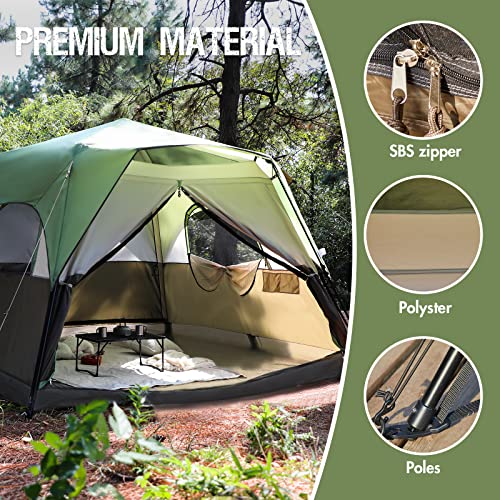 Timber Ridge 6 Person Instant Cabin Tent, Waterproof Windproof Tents