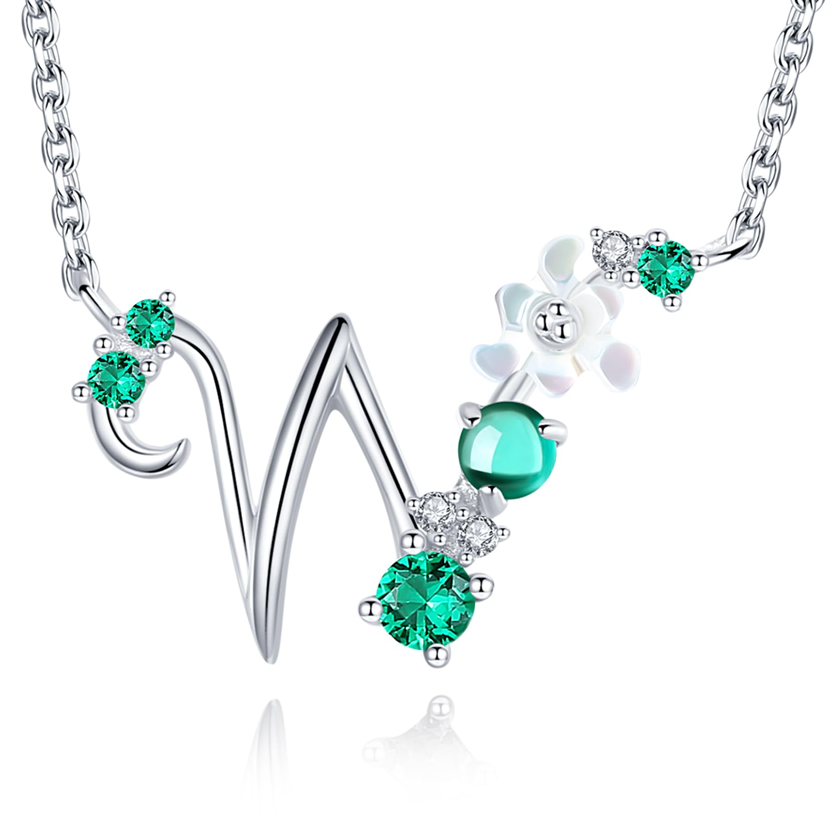 VIKI LYNN Letter W Initial Necklace 925 Sterling Silver Cubic Zirconia Personalised Alphabet Charm Pendant Necklace for Girls — image 1