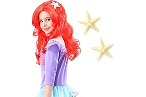FANCHEER Girls Mermaid Wig with 2Pcs Starfish Hairpins Halloween Princess Costume Dress Up Accessories