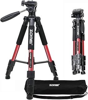 ZOMEI Q111 Leichtes Stativ Tragbares 140cm Reise Stativ mit Pan Kopf kompatibel für Kamera und Smartphone, Rot