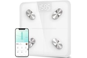 Etekcity Smart Scale for Body Weight and Fat Percentage, Digital Bathroom Accurate Weighing Machine for People's BMI Muscle, Bluetooth Electronic Body Composition Monitor Syncs with App, 400lb, White