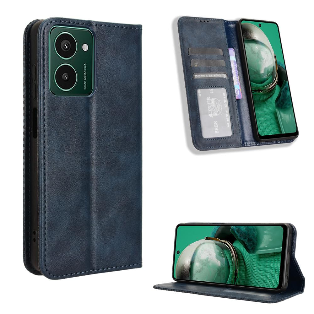 COMAKU Compatible with HMD Pulse Pro Case Leather - Flip Cover Protection magnetic Phone Case wallet with Card Holder - Blue