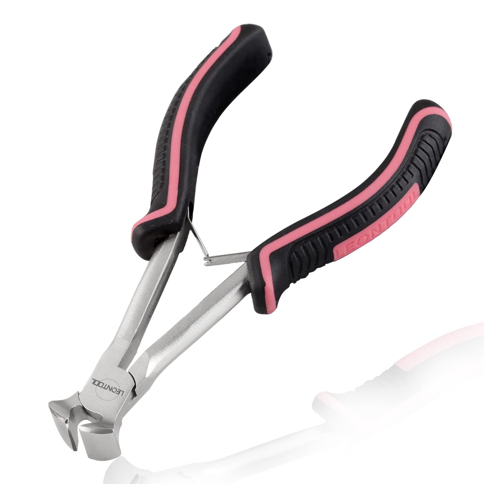 LEONTOOL Long Reach End Cutting Pliers 5.5 Inches End Nipper Cutting Pliers Nail Puller for Zipper Install Stops Repair Kit, Wire Cutter for Jewelry Making Working in Tight Spaces Pink Tool for Women
