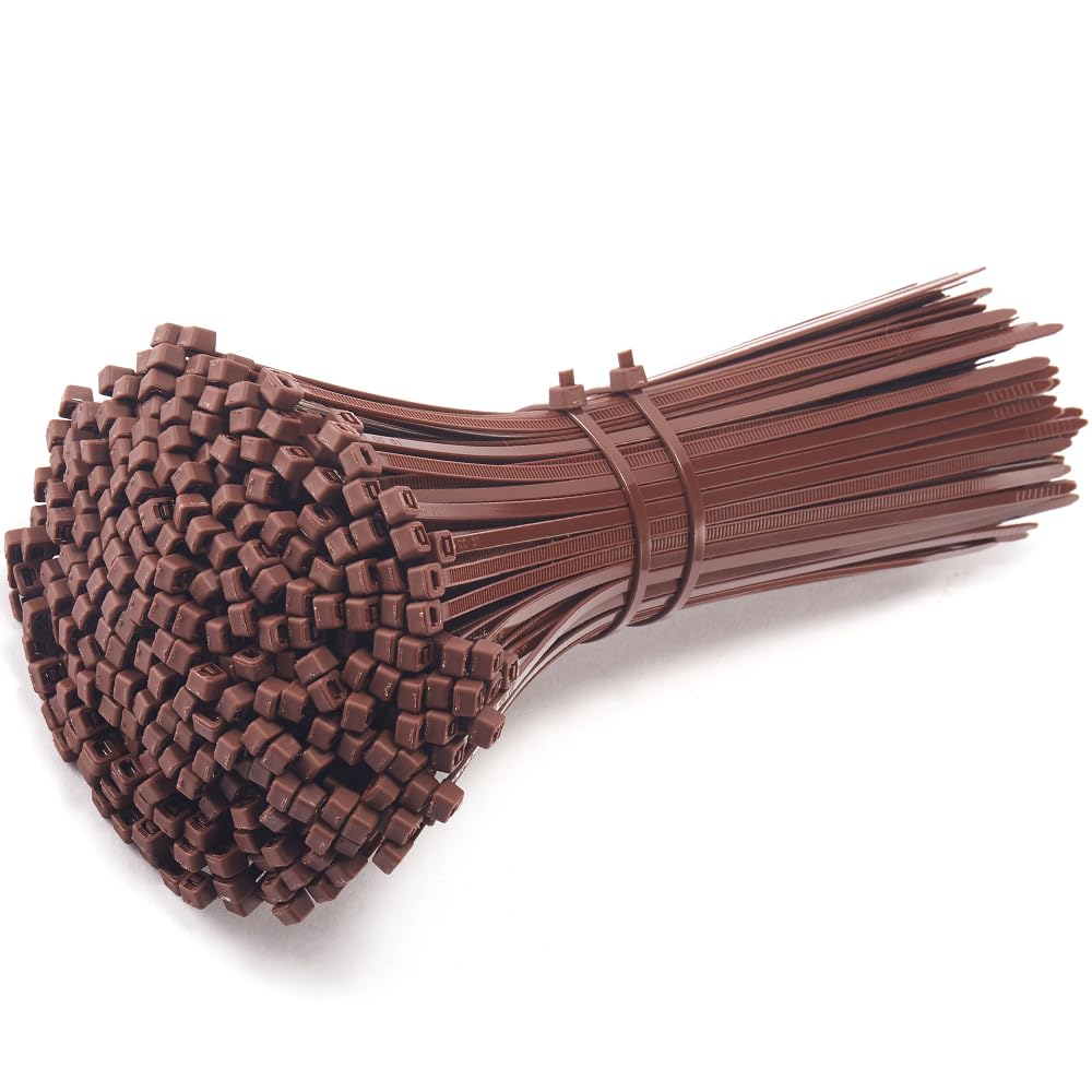 MgcTolBox Brown Cable Ties 8", Small Zip Ties, Self Locking Nylon Cable Ties, Plastic Tie Wraps Perfect for Garden, Home, Office | 200 x 2.5 mm | Brown | 200 Pack