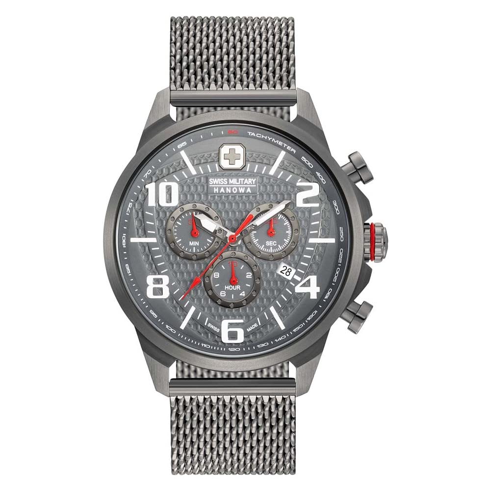 Swiss Military Mens Quartz Watch, Analogue Classic Display and Stainless Steel Strap 06-3328.30.009
