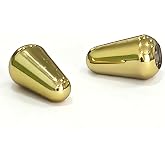 3.7mm Metric Guitar Switch Tip for Squier Strat Tele Import, 2 Pcs, Gold | Cross-Shaped Hole, Push-On Tool-Free, All Plastic Build, Chrome/Gold Plated, Fits 3/5 Way Switches, Import Metric