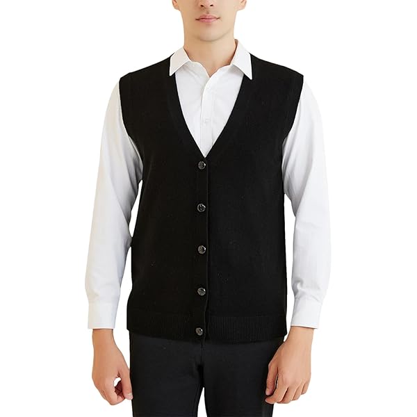 ZWRXW Mens Sweater Vest Stand Collar Zip Up Sleeveless Knitted