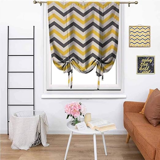Amazon Com Yellow Chevron Blackout Curtain Short Roman Curtain