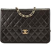 CHANEL What Goes Around Comes Around Women's Pre-Loved Black Lambskin Ex 10" Shoulder Bag
