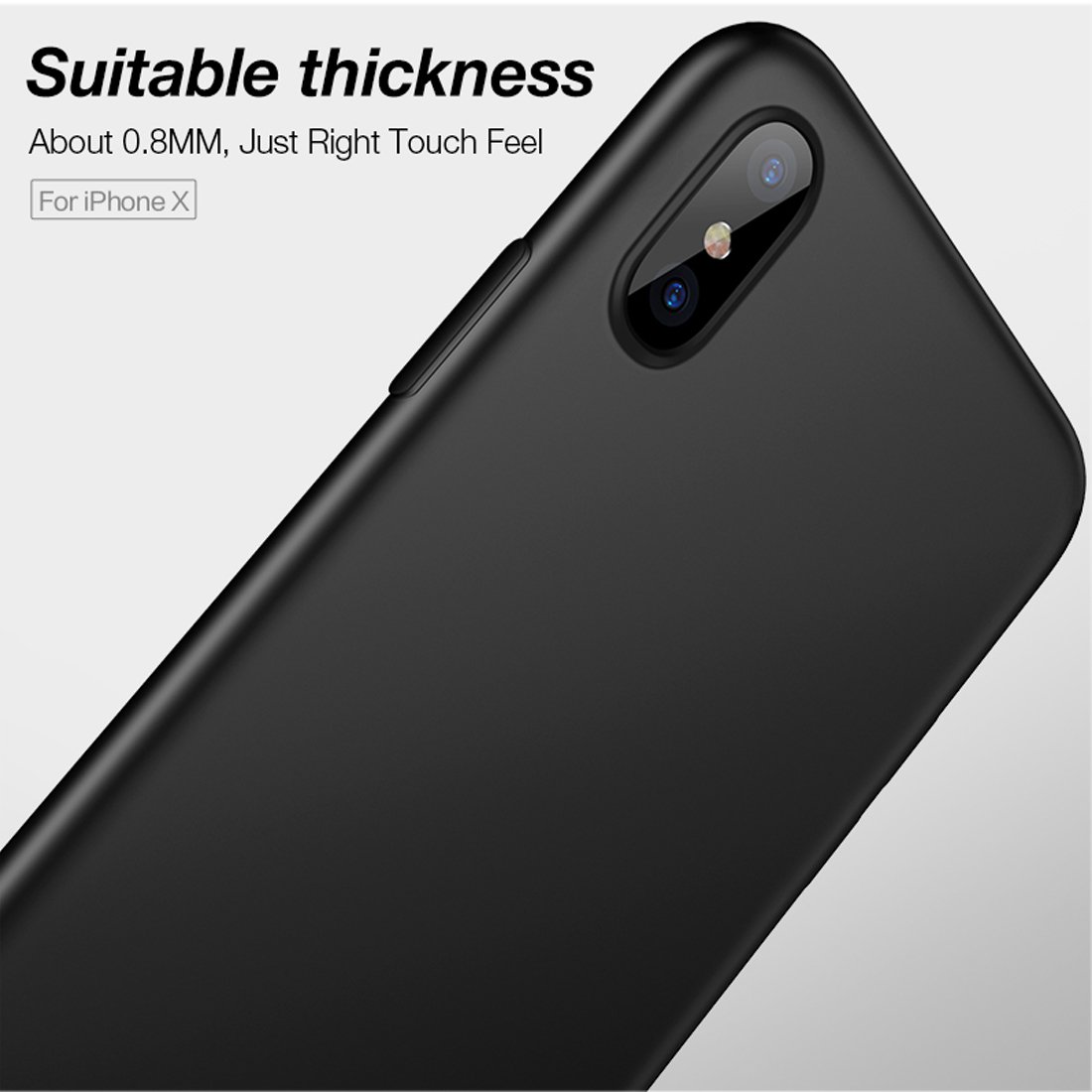 iPhone X Case, Scratch Resistant and Shock Absorption Protective iPhone Case, Slim Cell Phone Cover for iPhone X (Black)