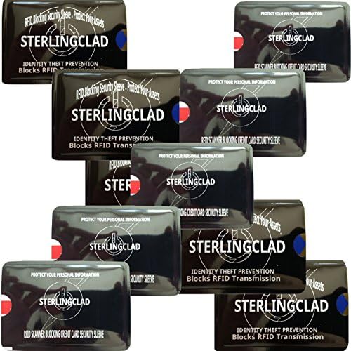 Stocking Stuffers -10 RFID Blocking Credit Card Chip Enhanced License Sleeves - Hi Tech ID Theft Protection