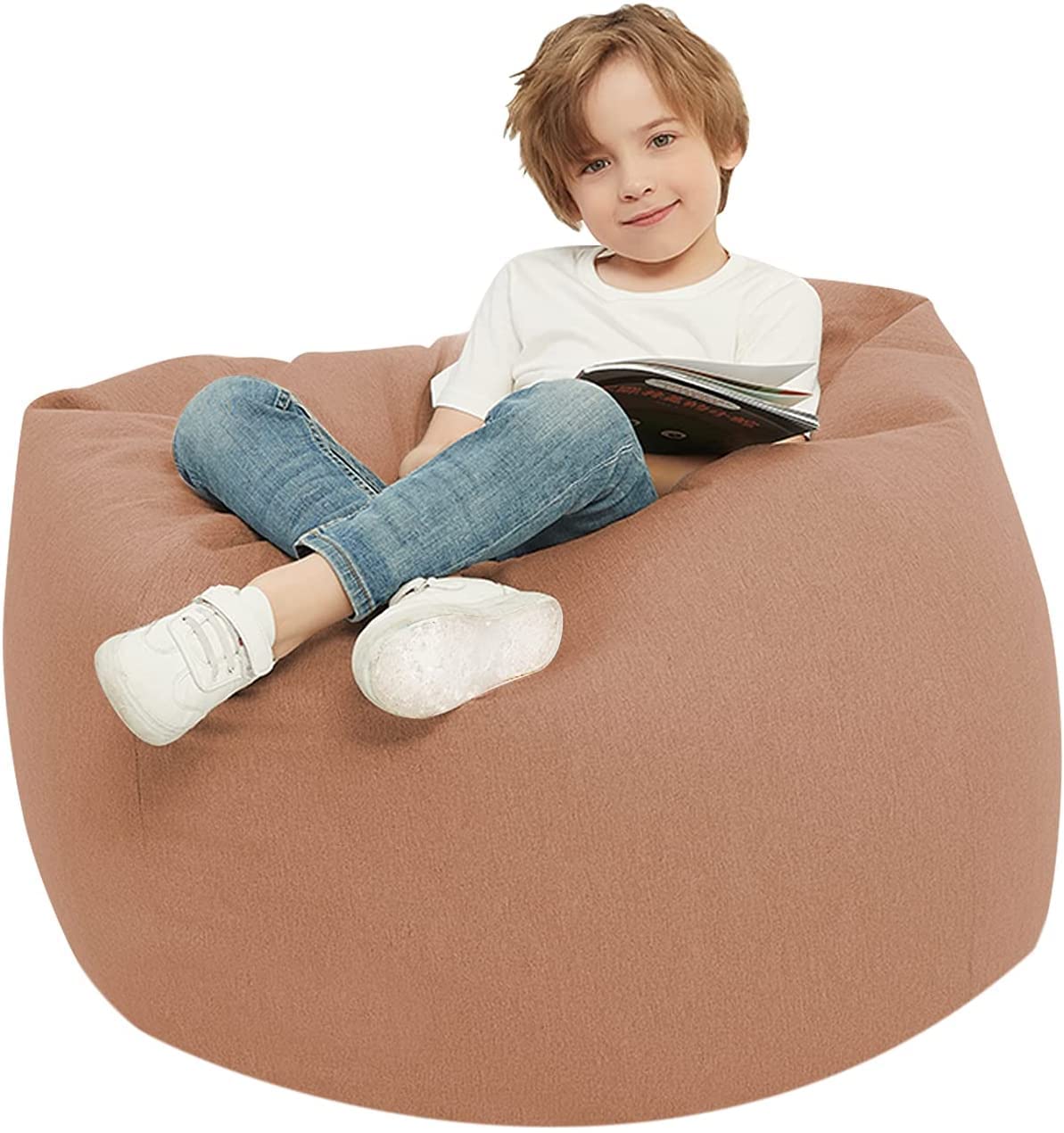 Langla-Shades Bean Bag Chair Cover, Indoor Outdoor Beanbag Seat Sofa without Filling, Light Brown, 80cm x 90cm
