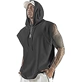 Aixdir Men's Workout Hooded Tank Tops Bodybuilding Muscle Cut Off T Shirt Sleeveless Gym Hoodies