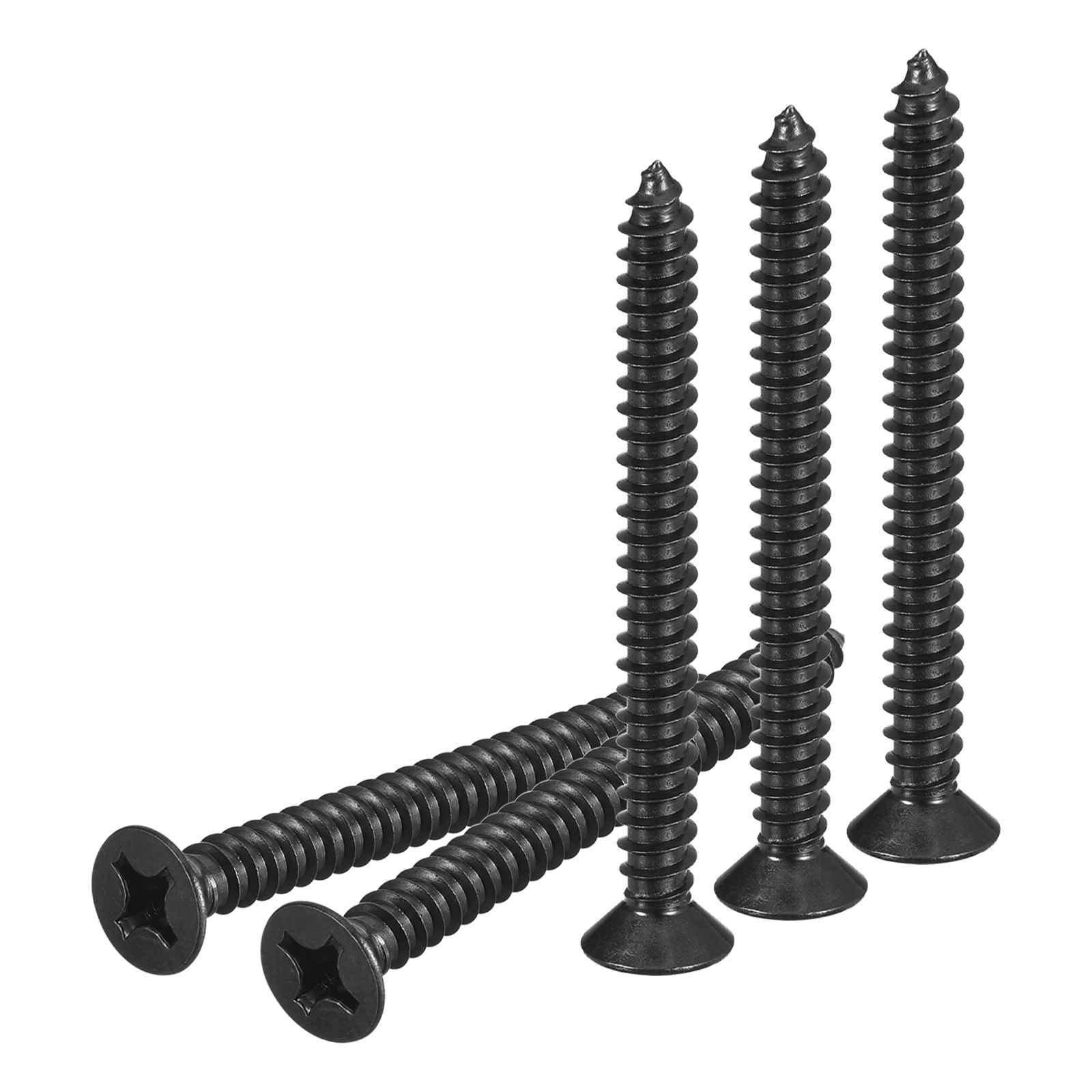 DTGN 50Pcs #12x2" Flat Head Wood Screws, 304 Stainless Steel Phillips Self Tapping Screws - Good for Woodworking, Furniture - Black — image 1