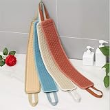 Omenluck Beige Natural Fiber Back Rubbing Towel with Massage Particles 8x81cm view 3