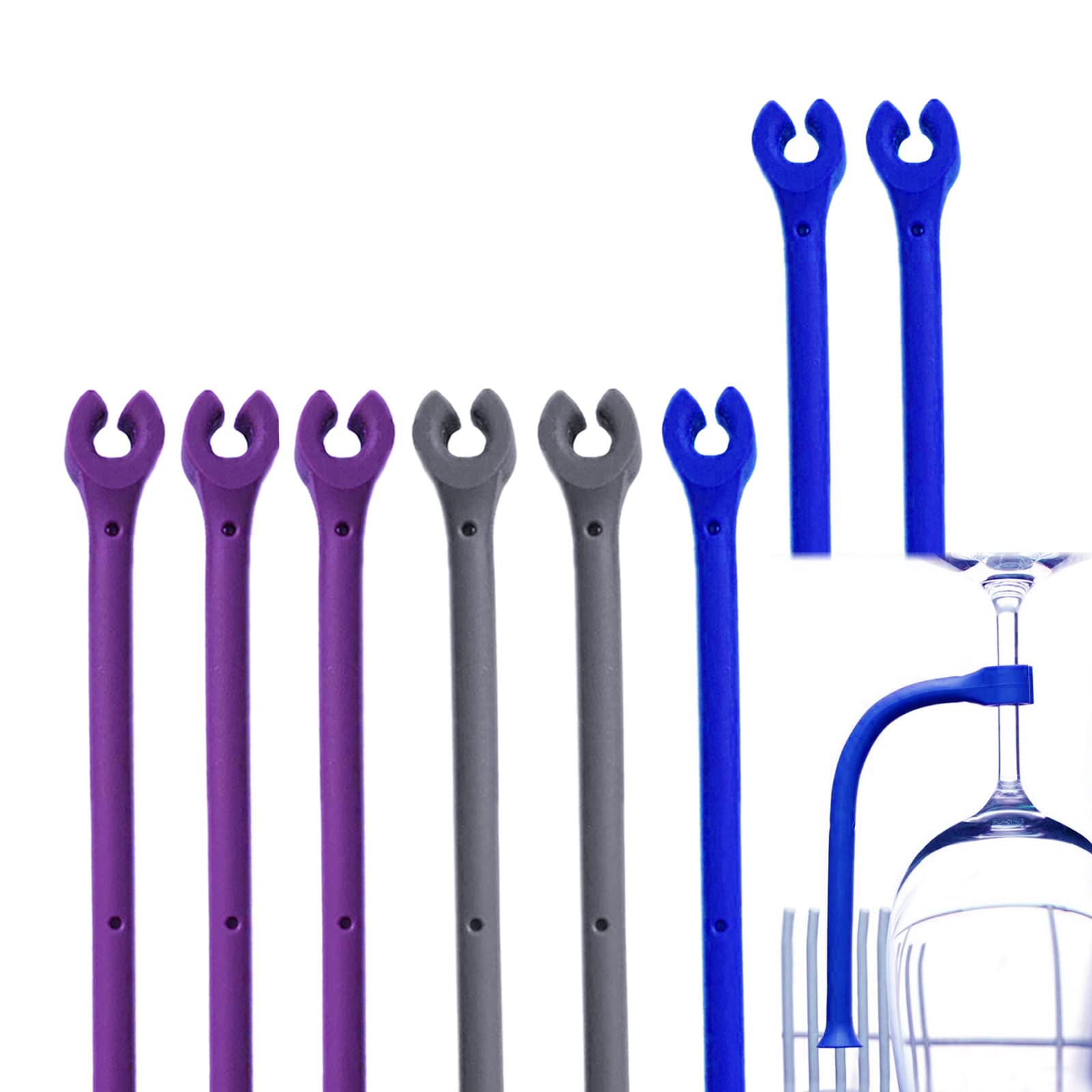 HJYZY 8 pcs Silicone Wine Glass Rack Silicone Dishwasher Attachment Dishwasher Wine Glass Protector Tether (Multicolor)