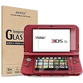 AKWOX (2 in 1) Tempered Glass Screen Protector + HD Clear Crystal PET Screen Protective Filter Compatible with 3DS XL/New 3DS XL